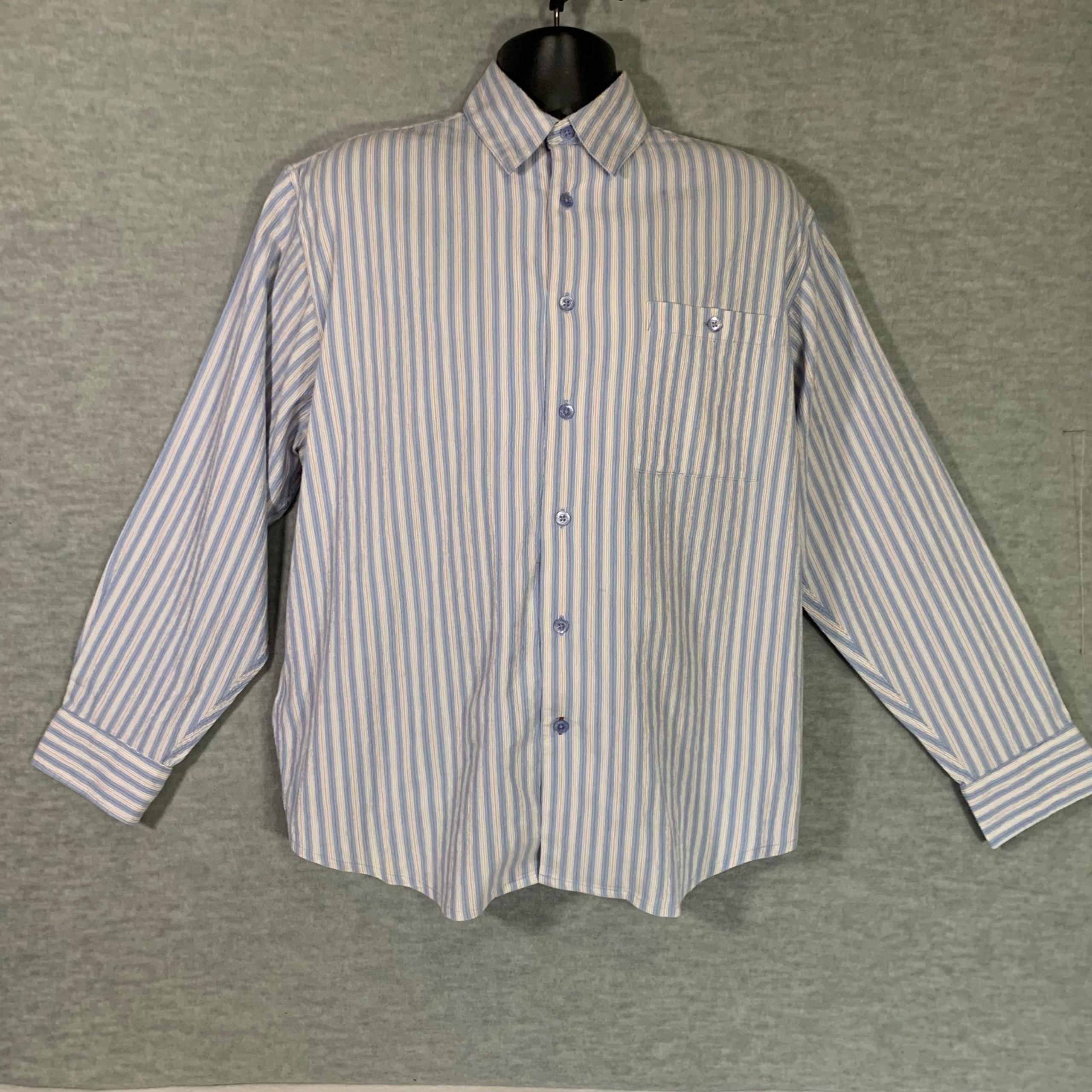 Indigo Palms Demin CO.Mens Long Sleeves Cotton Blue/White Stripes SZ Small Shirt
