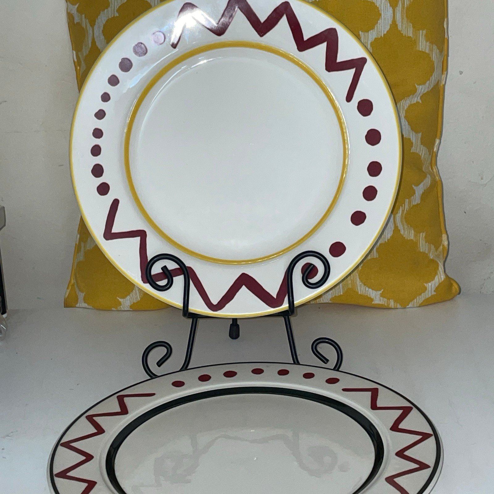 Vtg Homer Laughlin “ Seville” Memphis Design Inspired Art D’Object Plates 12”