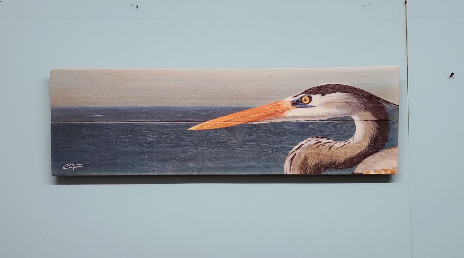 Nautical Heron Art Coastal Decor