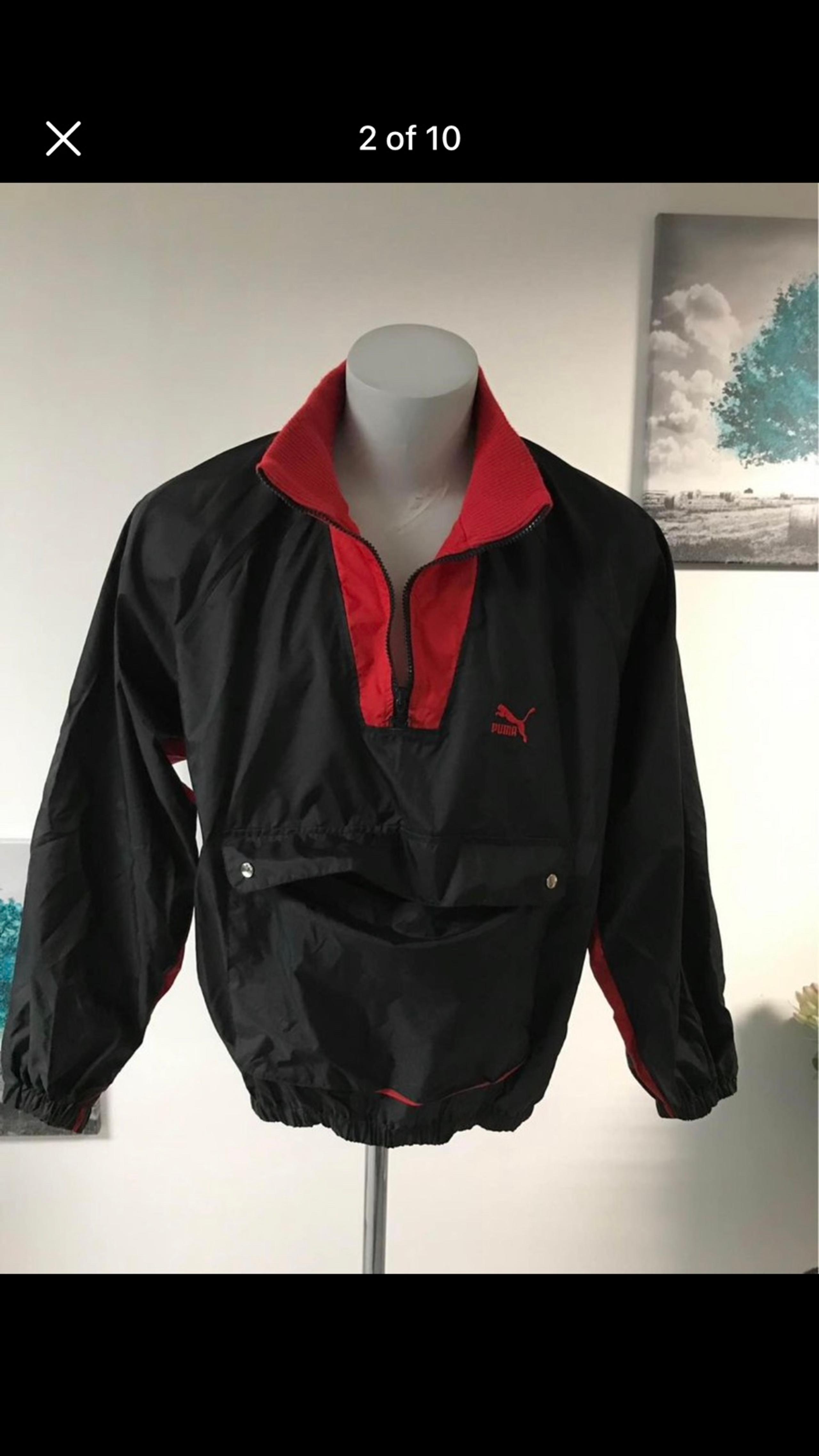 puma vintage mens quarter zip windbreaker jacket size large great condition fits