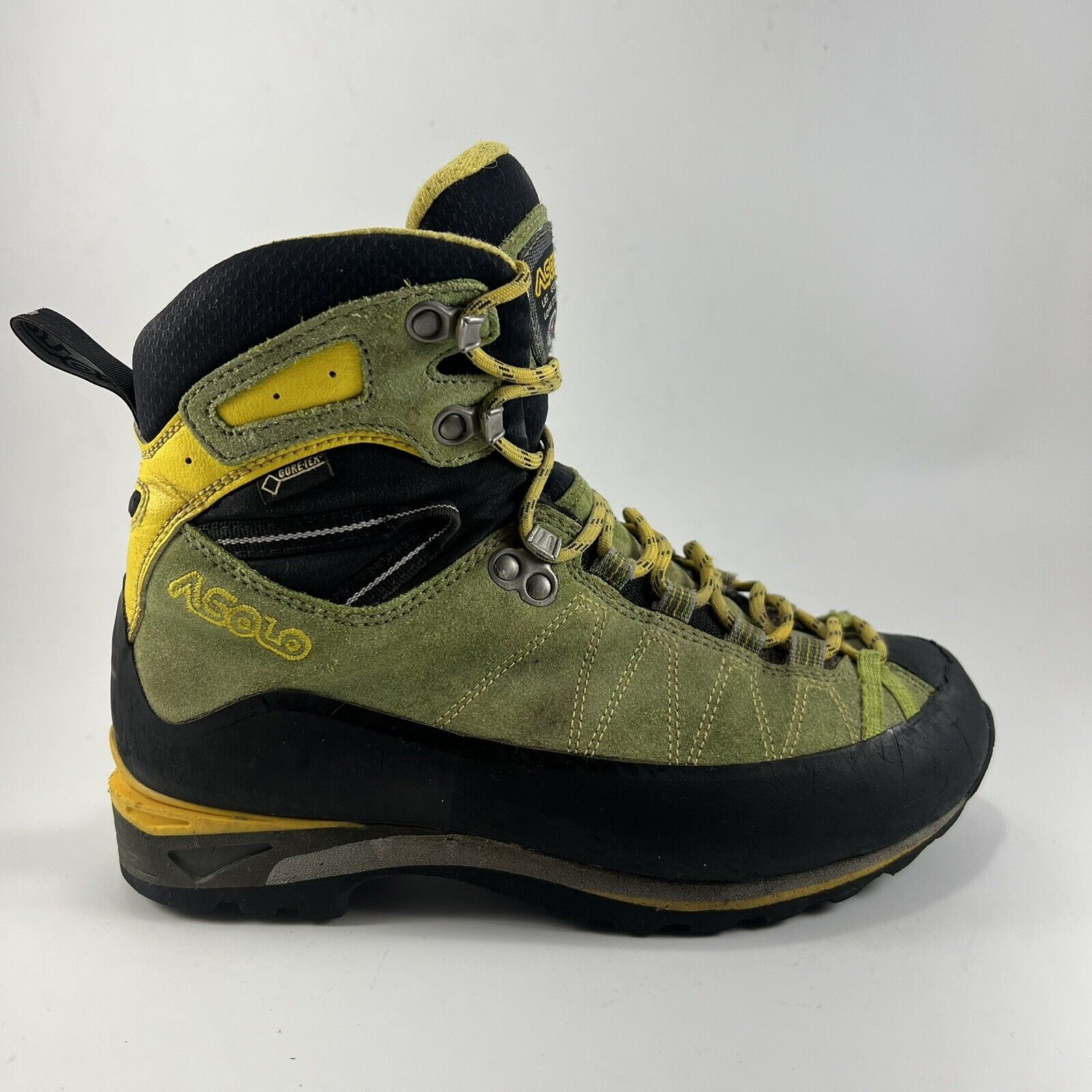 Asolo Elbrus GTX Mountaineering Boots Womens Size 7 Italy Green Suede GoreTex