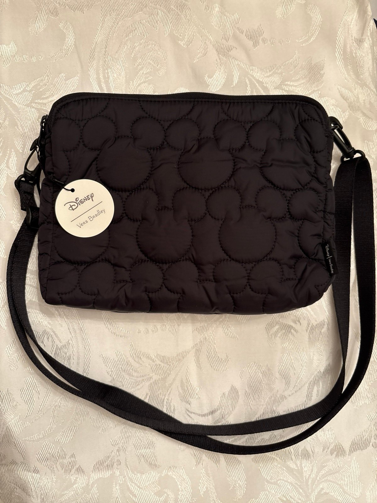 Disney Vera Bradley Featherweight Mickey Triple Compartment Crossbody in Black