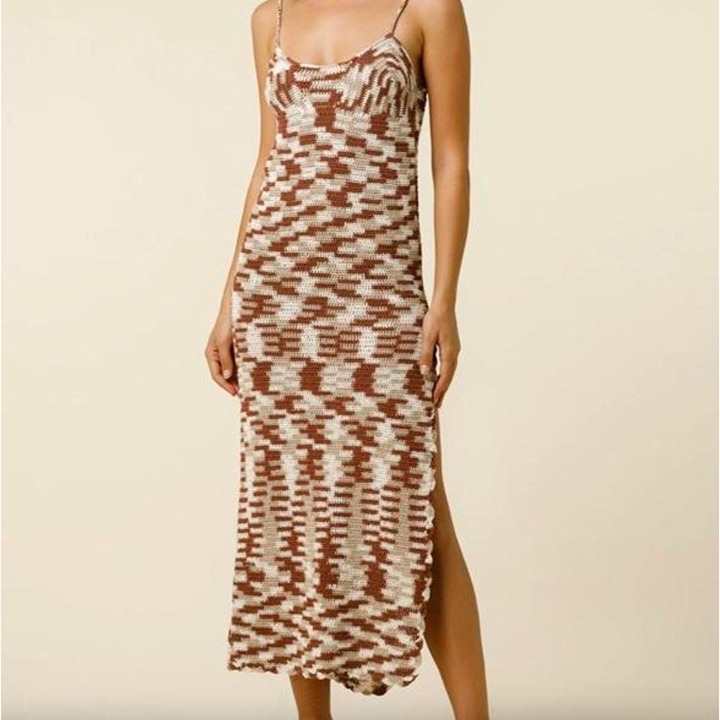 Lusana Keira Knitted Dress Crochet Mocha US Size 2