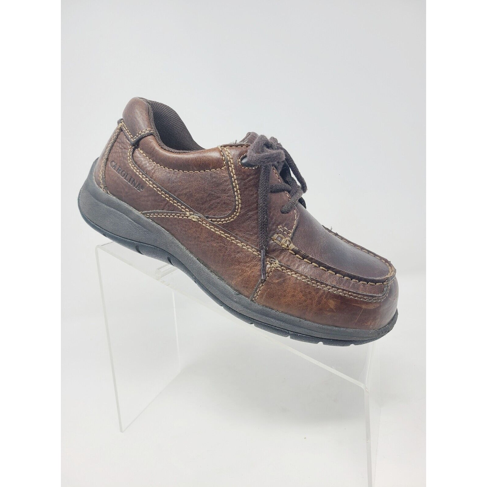 Carolina Comfort Mens Work Shoes Lace Up Oxfords Steel Toe Size 8D Brown Leather