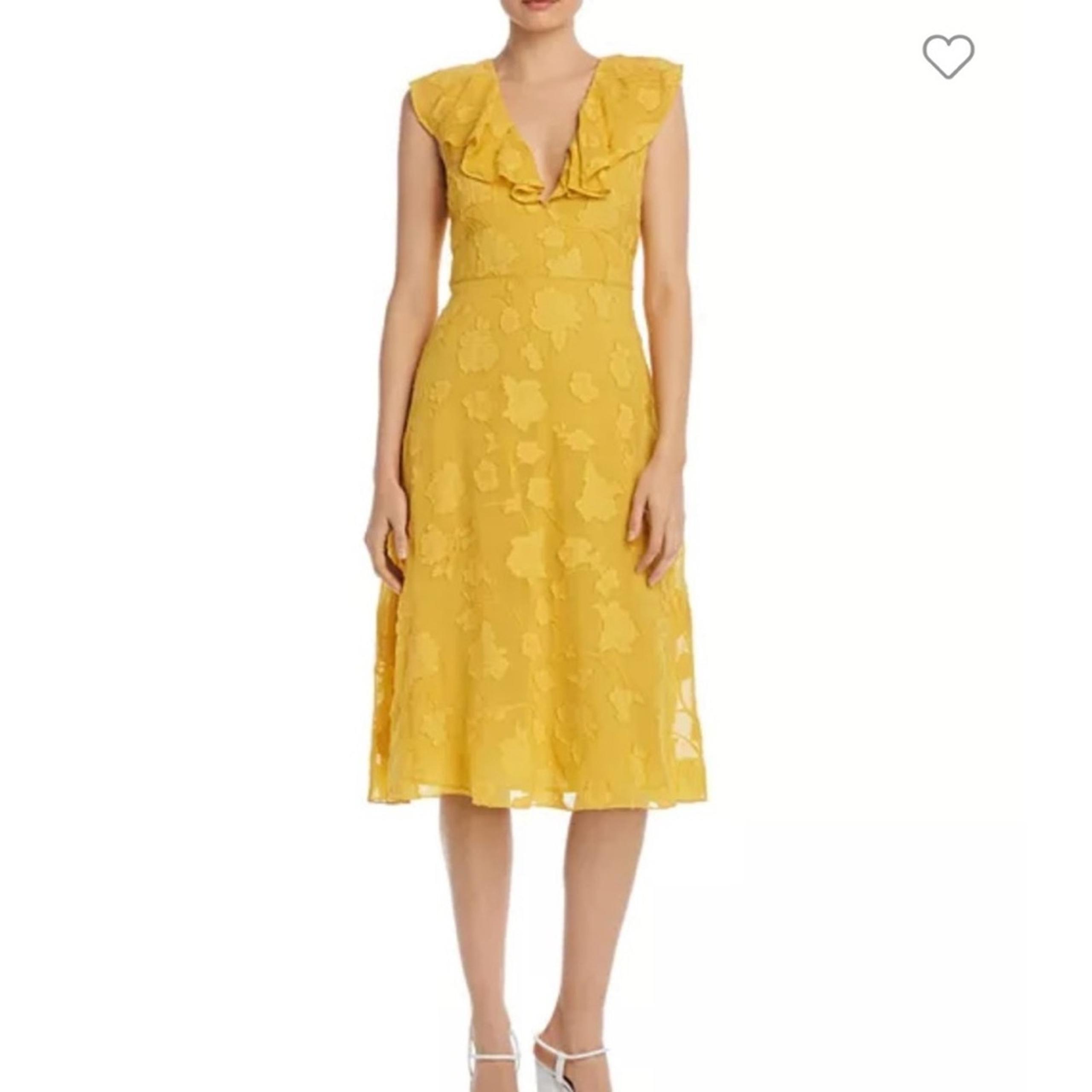 Joie Womens 2 Adella Floral Embroidered Dress in Yellow Gold