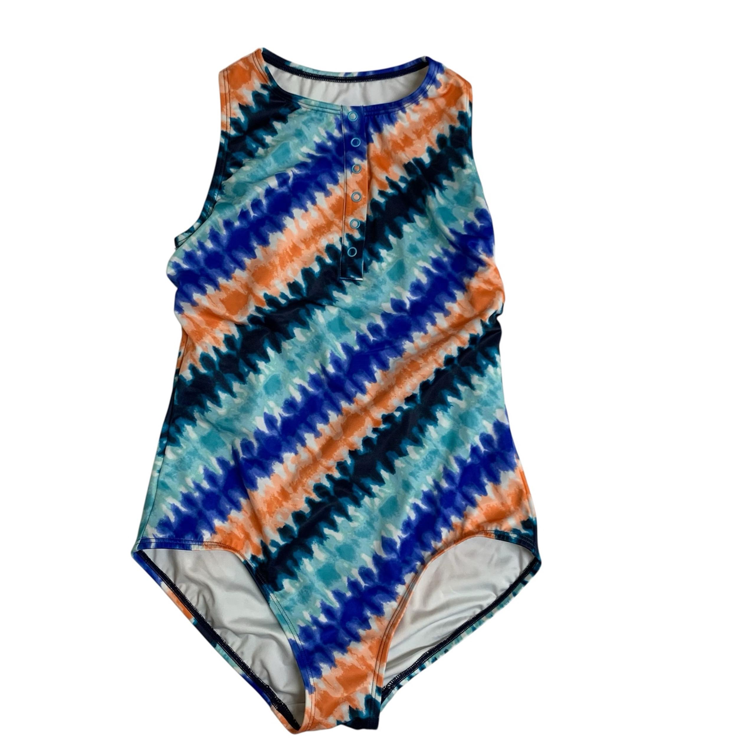 Lands’ End One Piece Tie Dye Bathing Suit Swimsuit Modest Full Coverage Sz 6