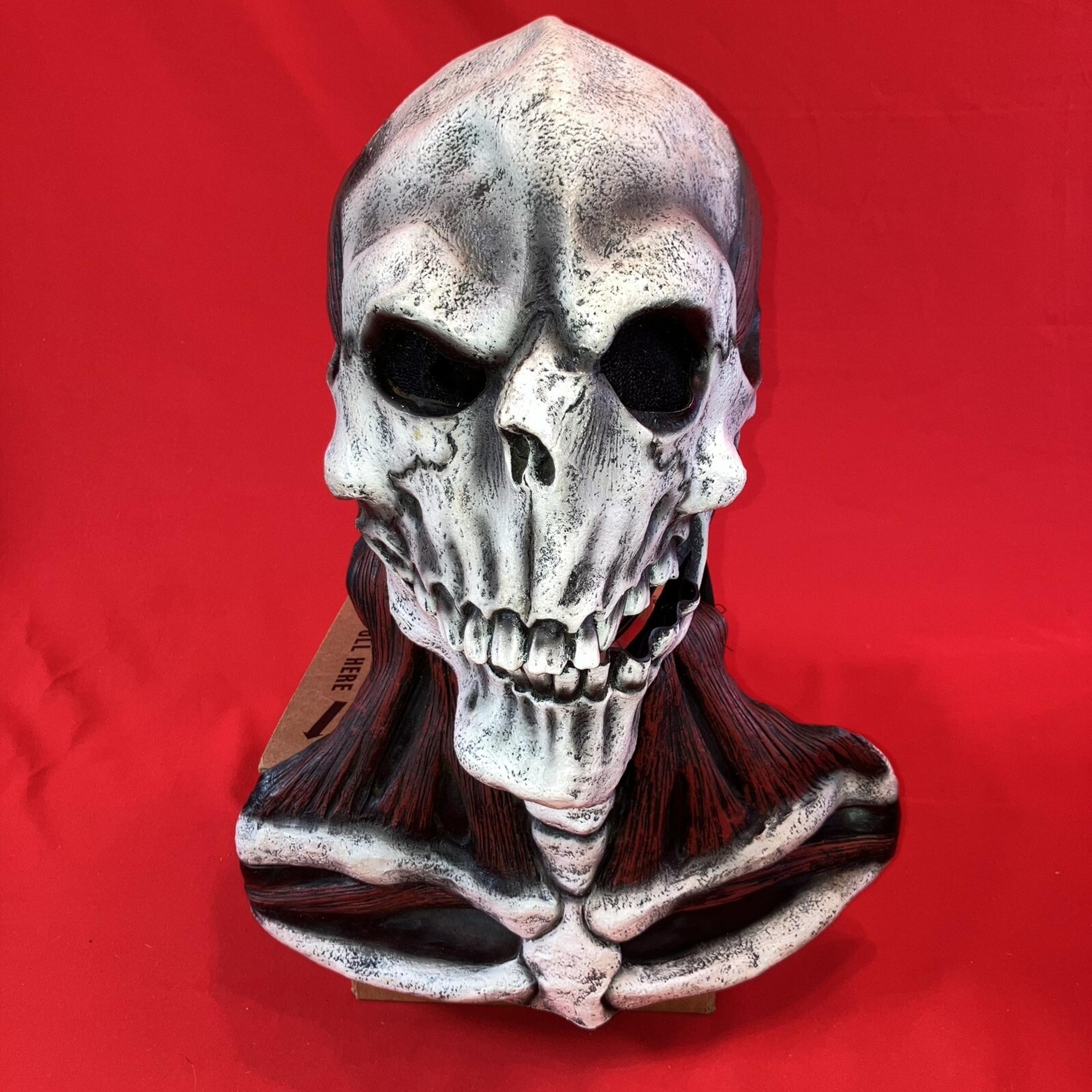 Cryptic Cadavers Skull Mask with Skeleton Chest Piece / PVC Vinyl Adult Costume