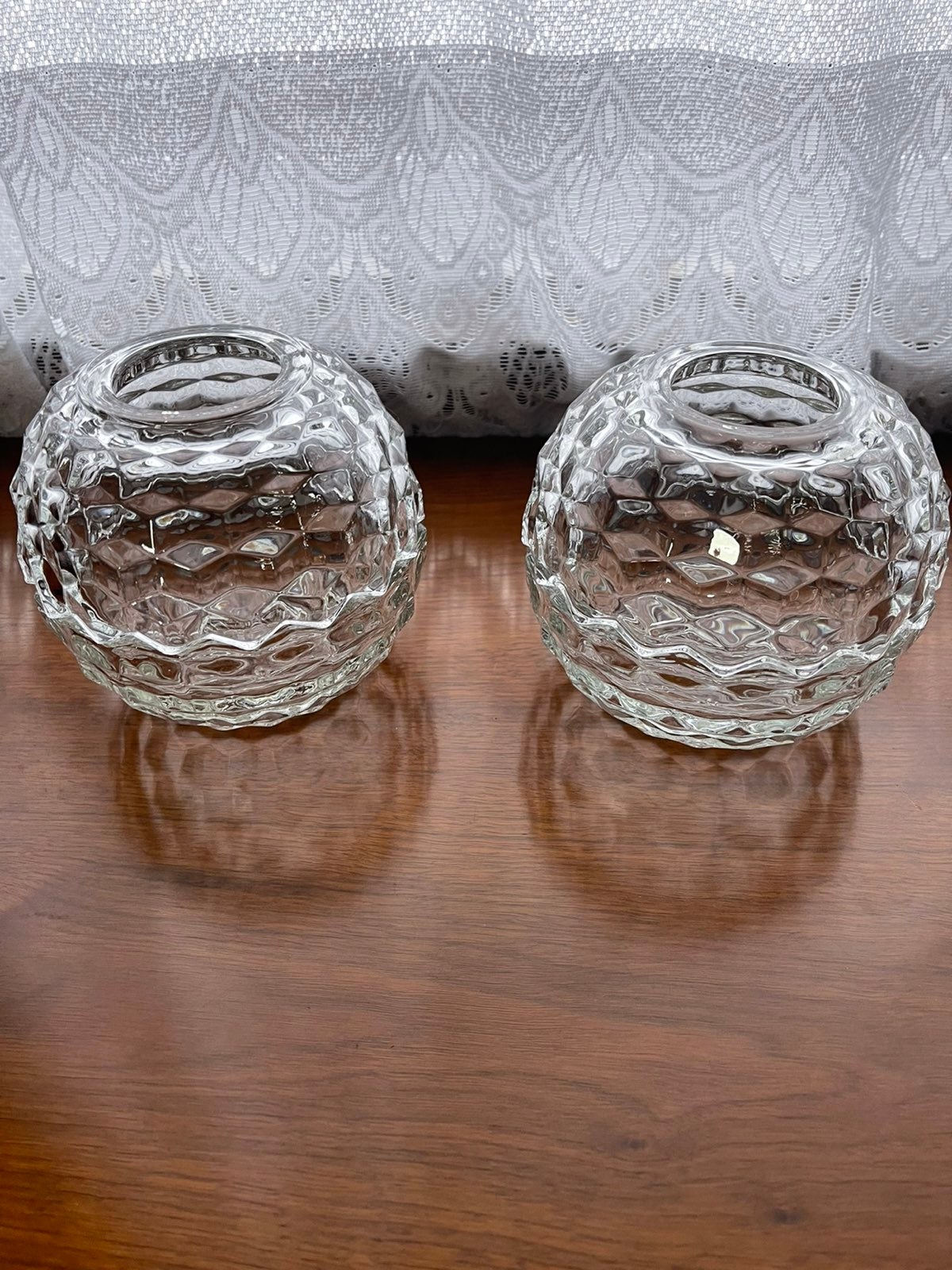 2 vintage clear round fairy lamps