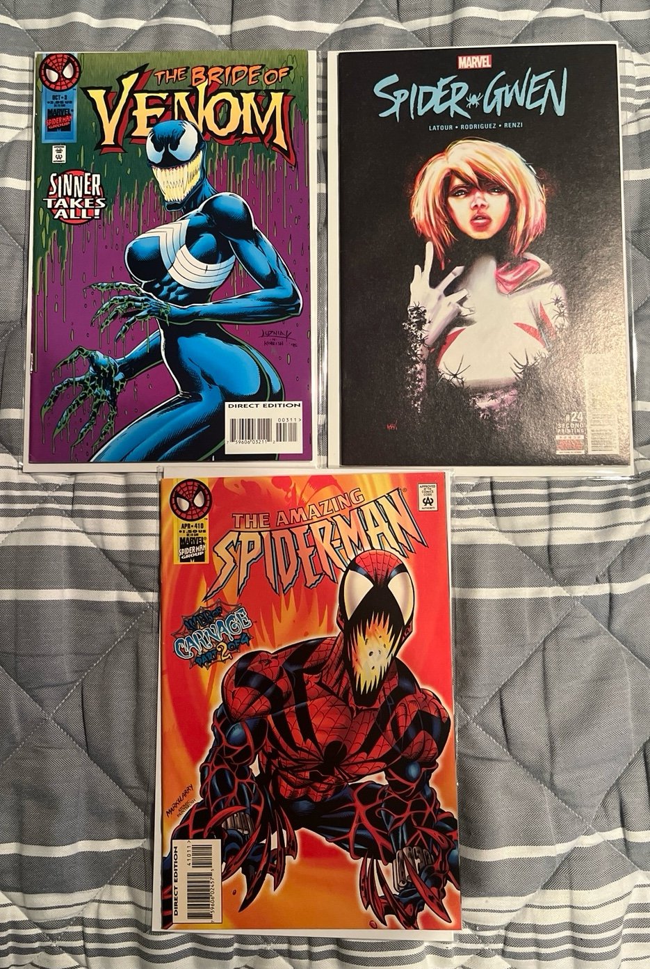 ASM 410, SpiderGwen 24, & Sinner Take All-1st Spider Carnage, Gwenom,& She Venom