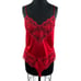 VINTAGE La Femme De Vanity Fair Lace Teddy Red Sleeveless V-Neckline Satin