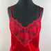 VINTAGE La Femme De Vanity Fair Lace Teddy Red Sleeveless V-Neckline Satin