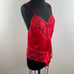 VINTAGE La Femme De Vanity Fair Lace Teddy Red Sleeveless V-Neckline Satin