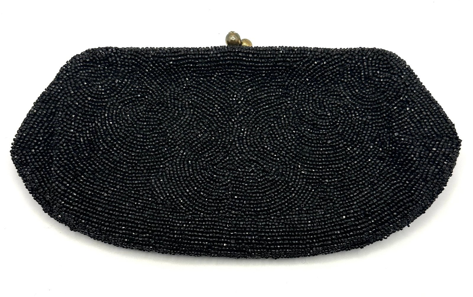Vintage Black Beaded Beautiful Evening Bag Clutch-Made in Belgium