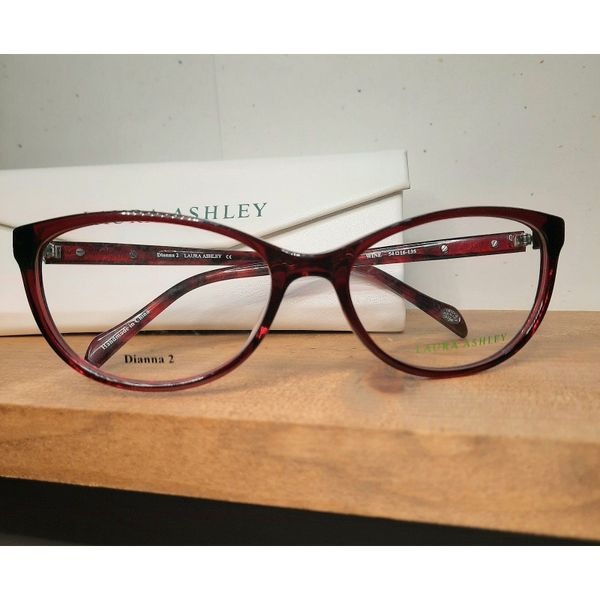 BNEW Laura Ashley Eyeglass Frame, Rx'able, Red, women glasses w/ CASE, 54-16-135