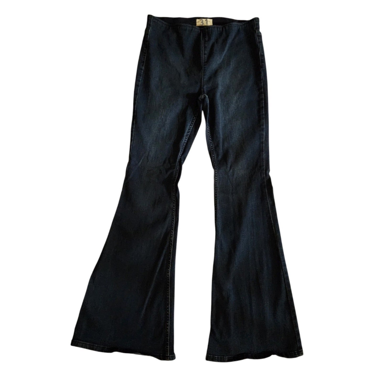 Free People We The Free Flared Jeans Pull On Blue Denim Stretch Women's Size 31