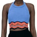 Zara Crochet Knit Blue Coral Open Back Halter Crop Top Size Small