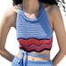 Zara Crochet Knit Blue Coral Open Back Halter Crop Top Size Small