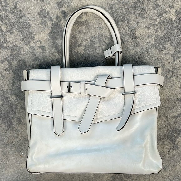 Reed Krakoff Large Boxer Tote Bag Purse White Leather Travel Business