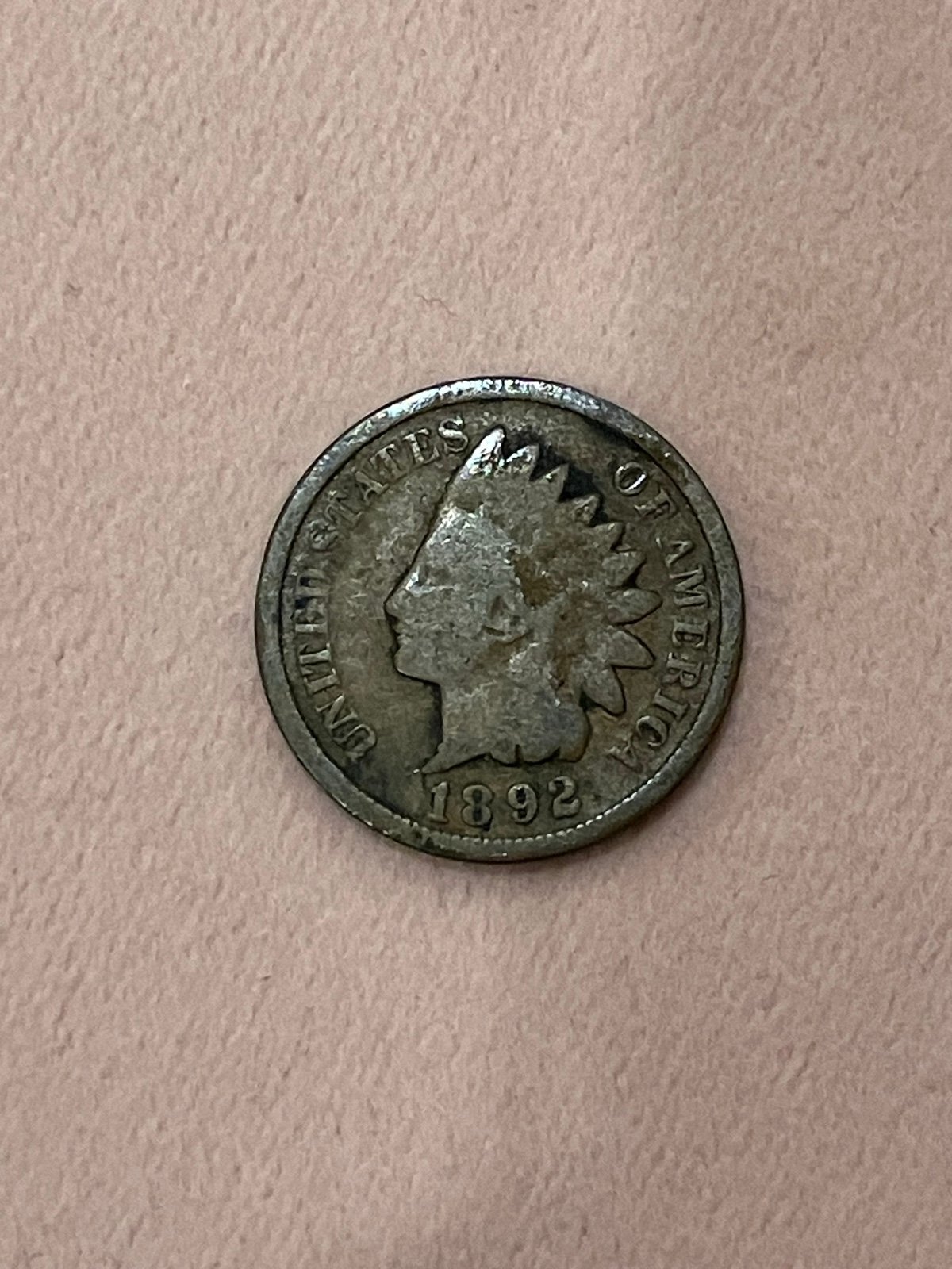 Indian Head Penny 1892 nice condition 1C US RARE collectible coin!