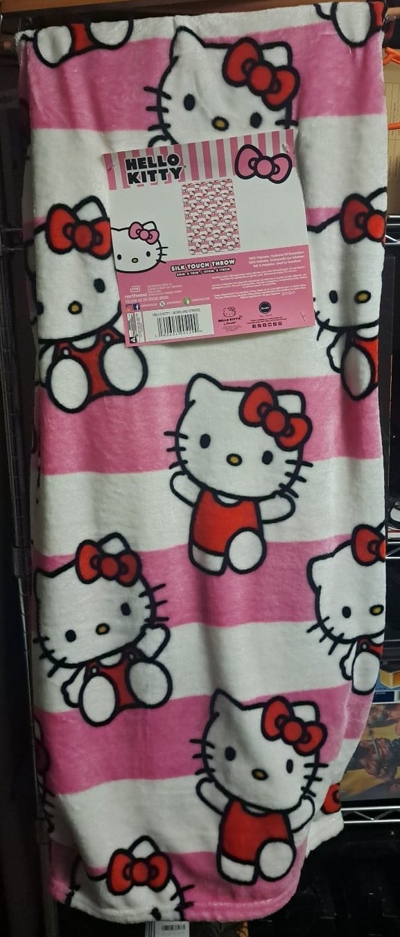 Hello Kitty Striped Blanket Throw Silk Touch