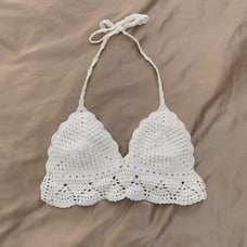 White Crocheted Cropped Top