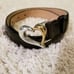 Talbots Black Crocodile Leather Heart Buckle Belt M