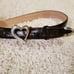 Talbots Black Crocodile Leather Heart Buckle Belt M