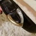 Talbots Black Crocodile Leather Heart Buckle Belt M