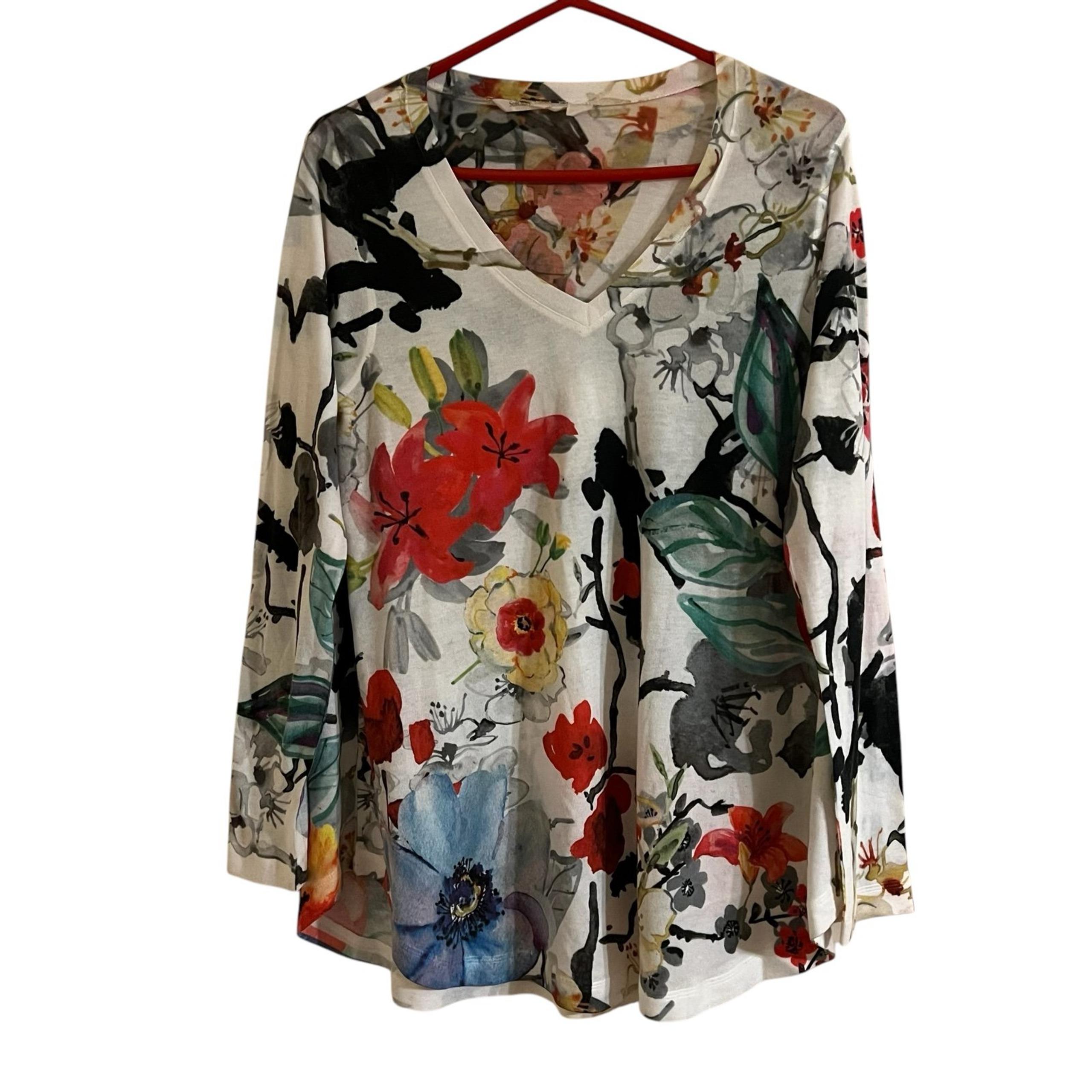 Soft Surroundings Floral Pullover Sweater Tunic Top