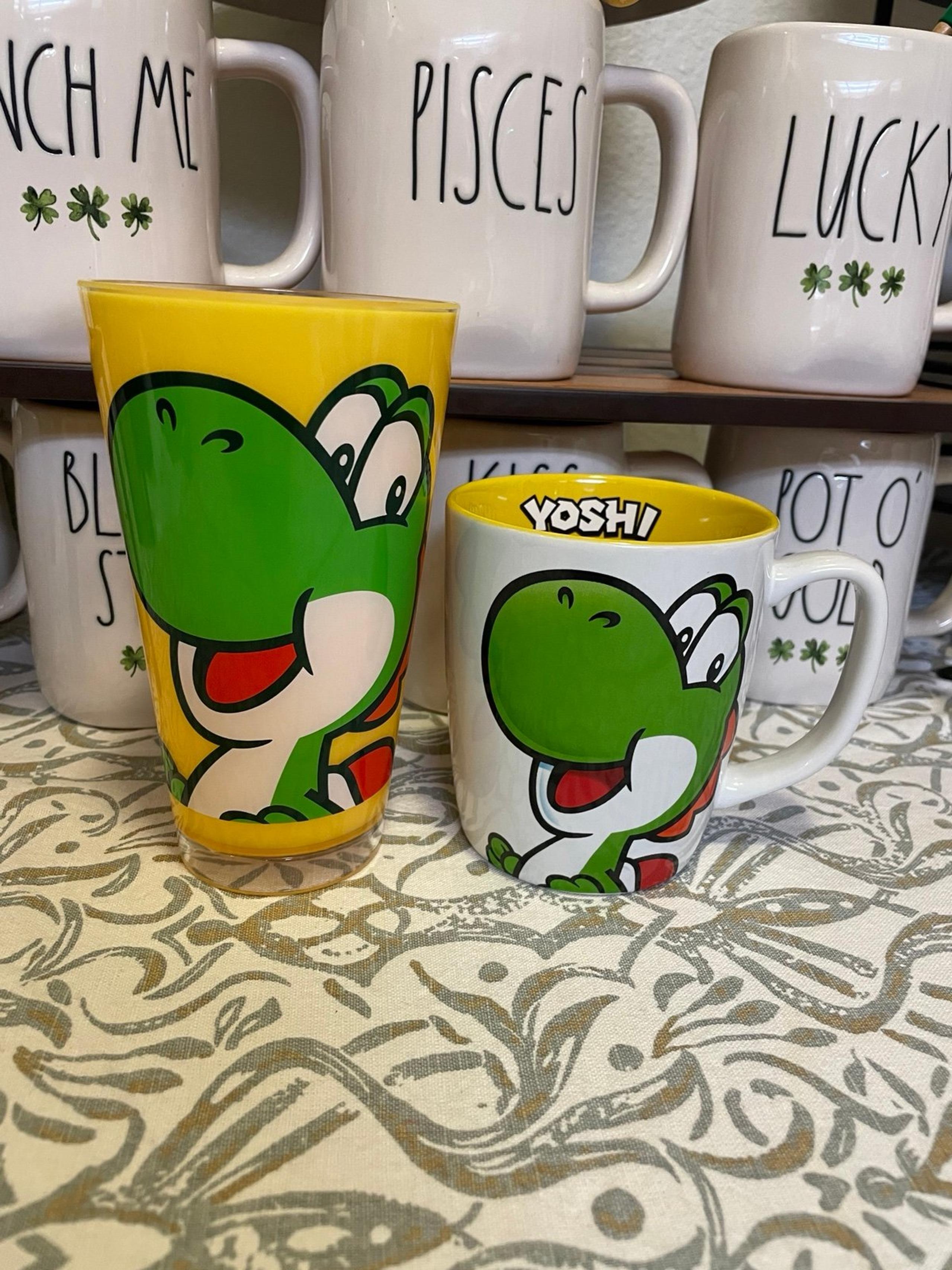 Universal Studios Hollywood Super Nintendo World Yoshi Mug and Acrylic Cup Set.