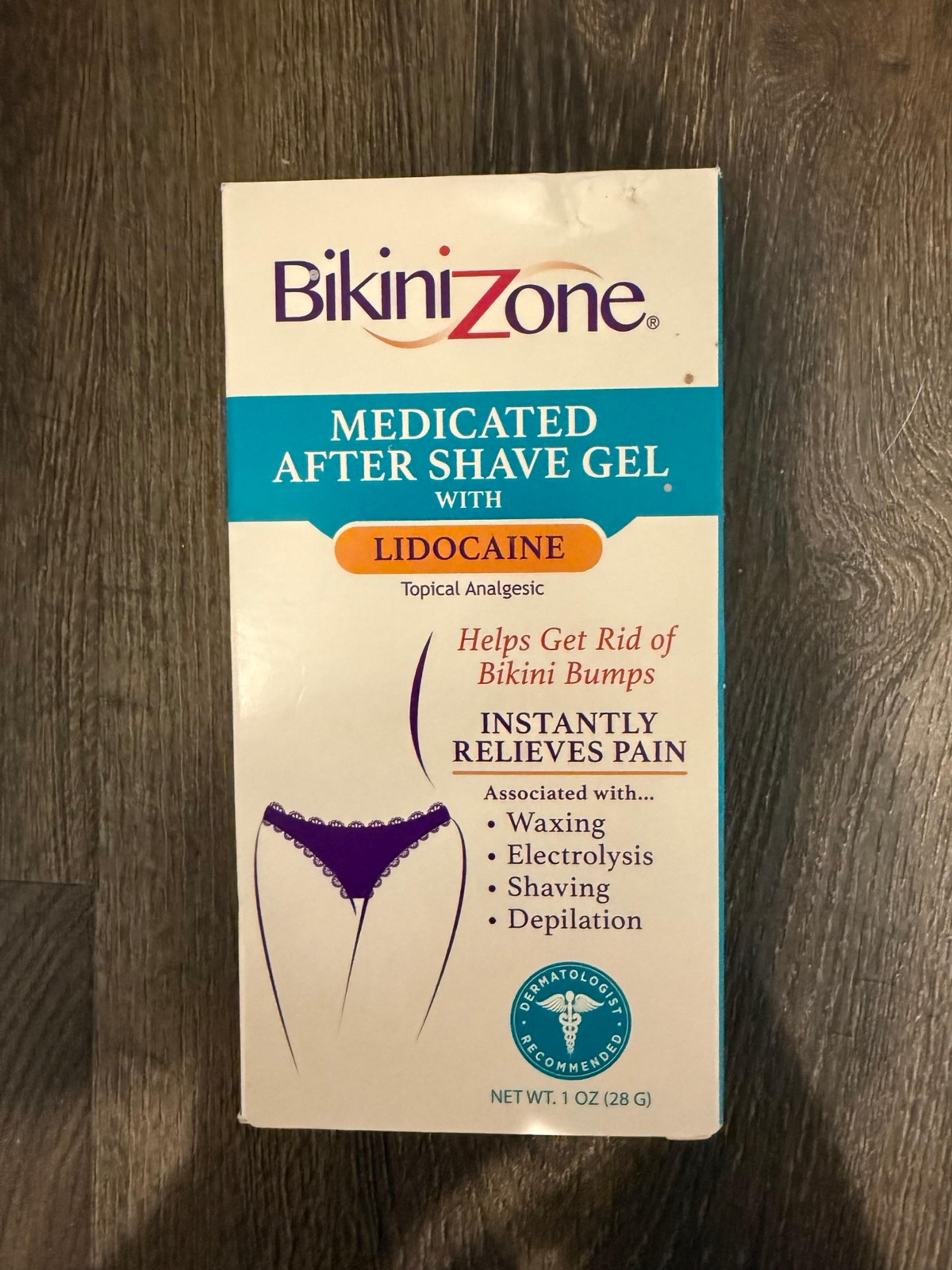 Bikini zone medicated after shave gel