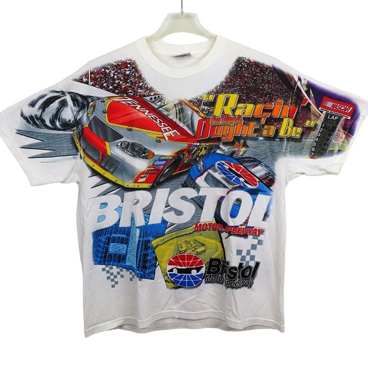 VTG Chase Authentics Men Large NASCAR Bristol Speedway Racing Tee T Shirt Top