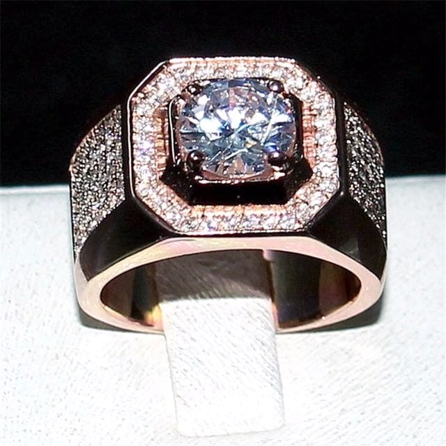 Ring Rose Gold Plated Luxury Octagon