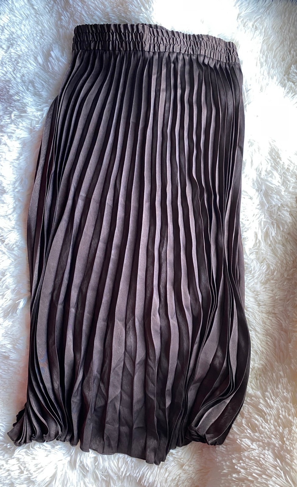 Pleated Midi Skirt Max Studio Women Size S Chocolate Brown
