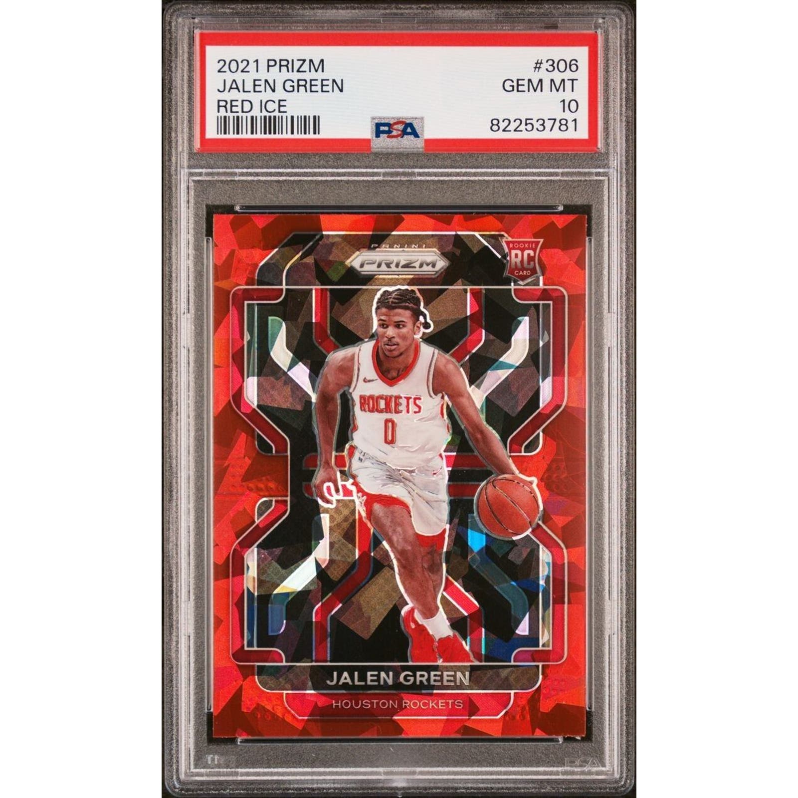 2021-22 Panini Prizm Jalen Green Red Ice Prizm Rookie RC #306 PSA 10 Rockets