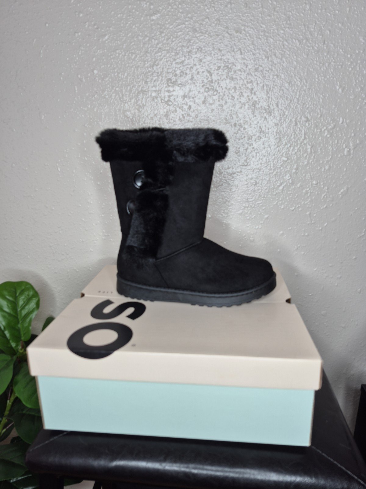 SO Abigail Women's Faux Fur Winter Boots Black Size 8