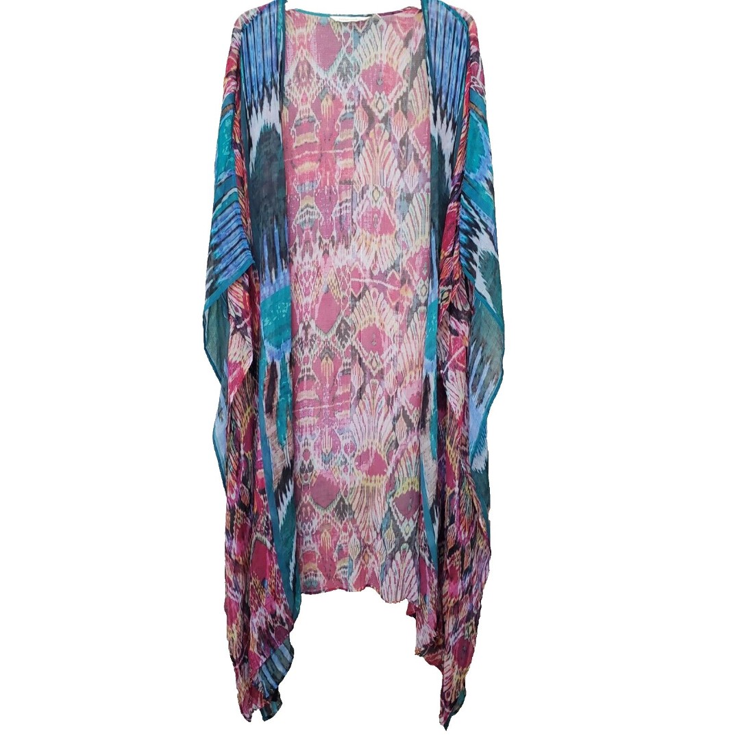 Soft Surroundings Open Front Slit Sleeve Long Handkerchief Hem Topper Size L/XL