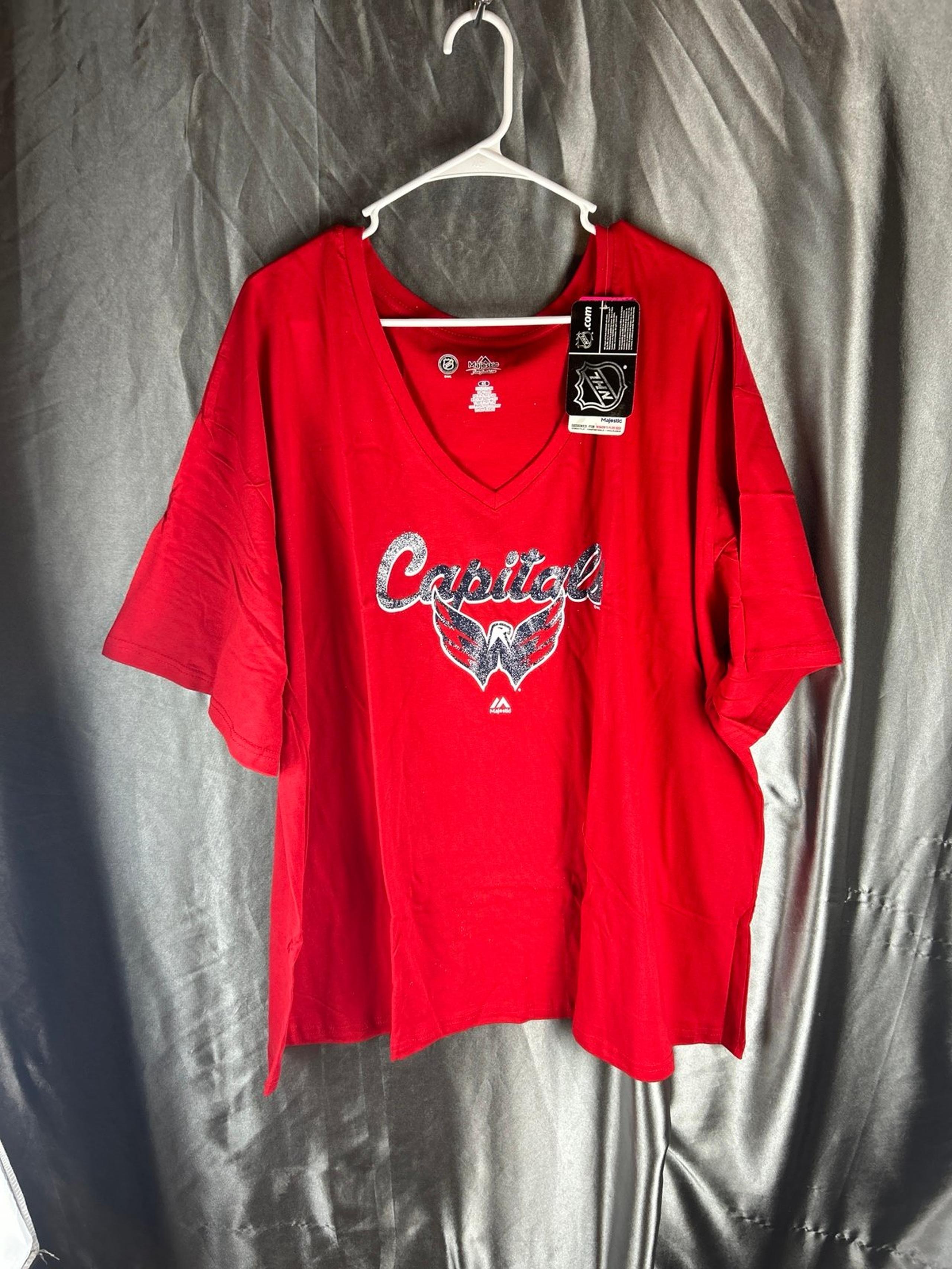 Majestic Washington Capitals fan fashion V-neck Womens T-shirt size 4X