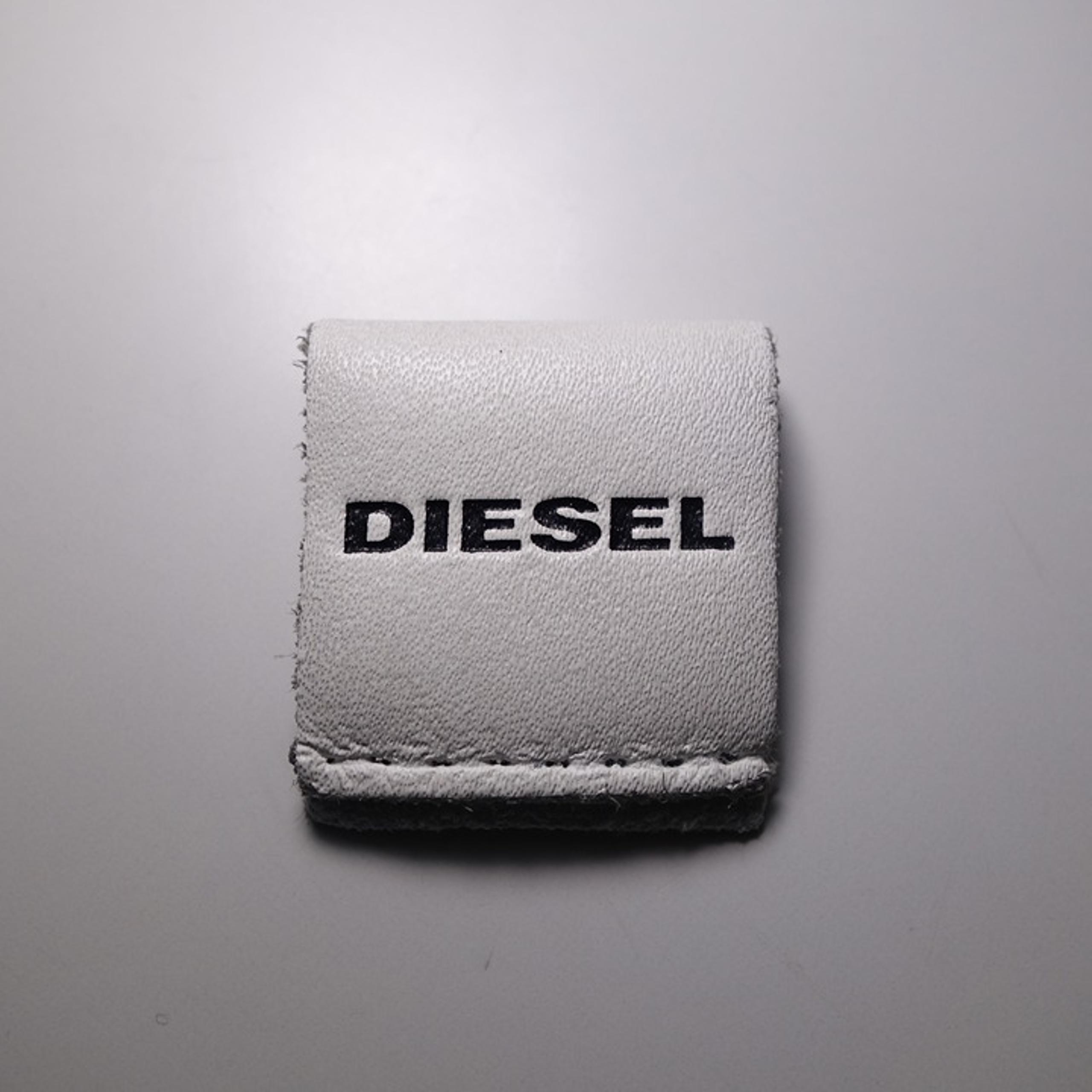 Diesel Sew On Replacement Debossed White Leather Patch