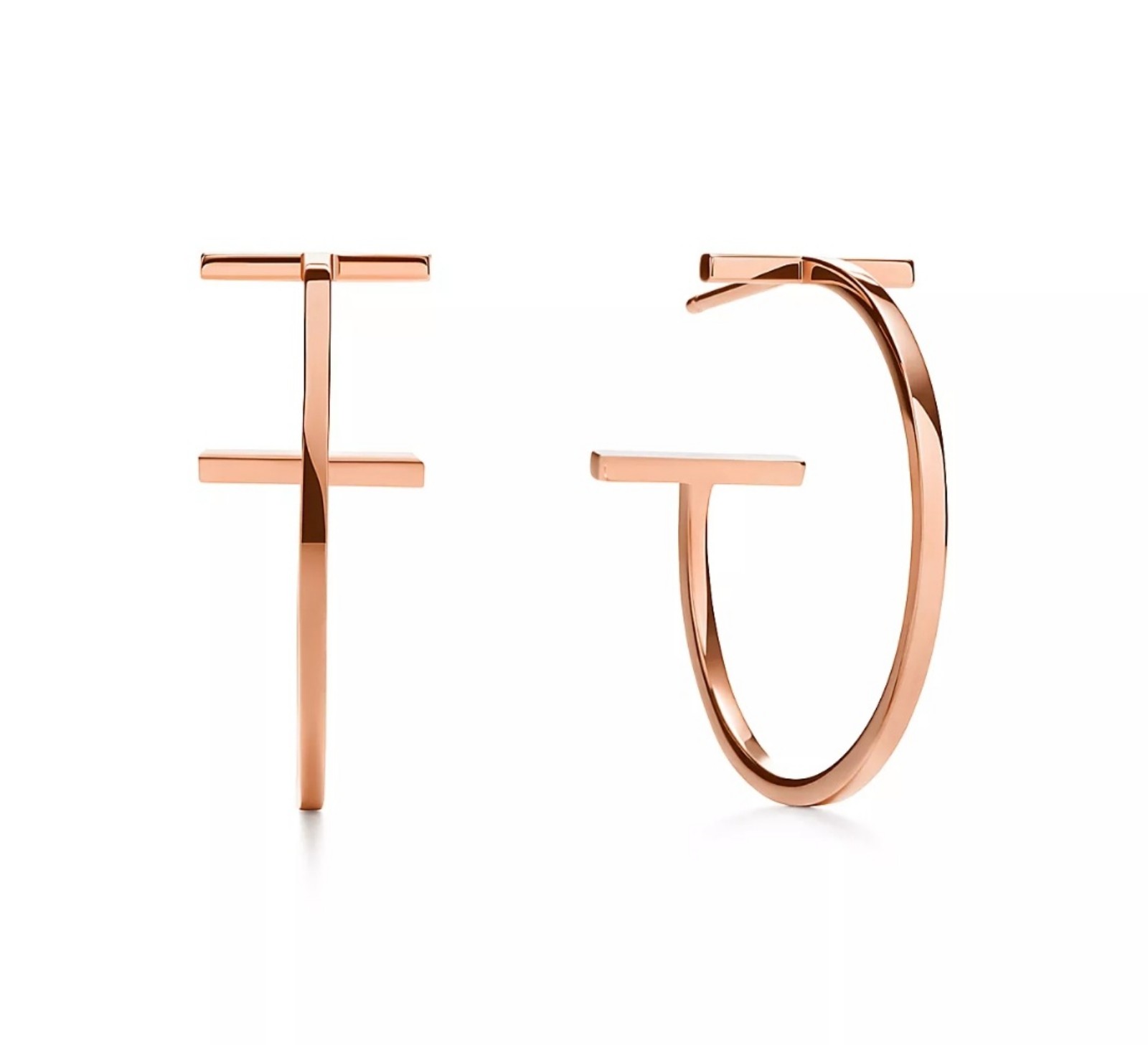 14k Pink Gold Cross Stud Earrings Push Back Earrings
