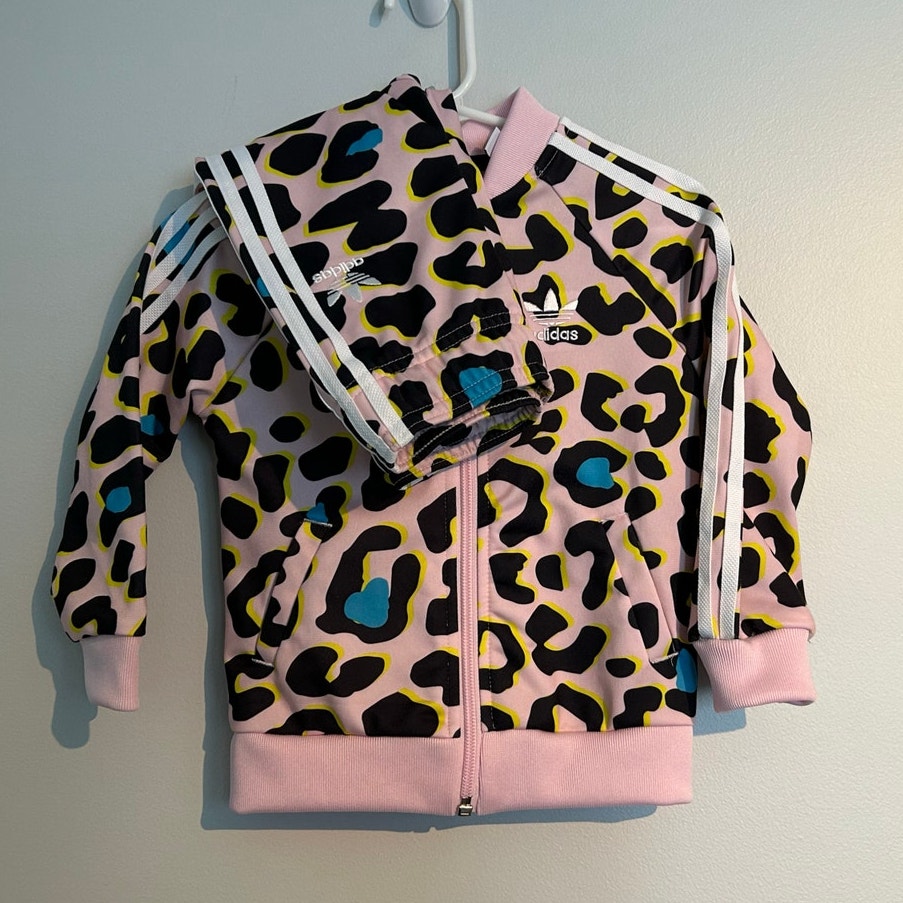 Adidas Toddler Girl 2-Piece Track Suit, Pink Leopard, Size 18 Months
