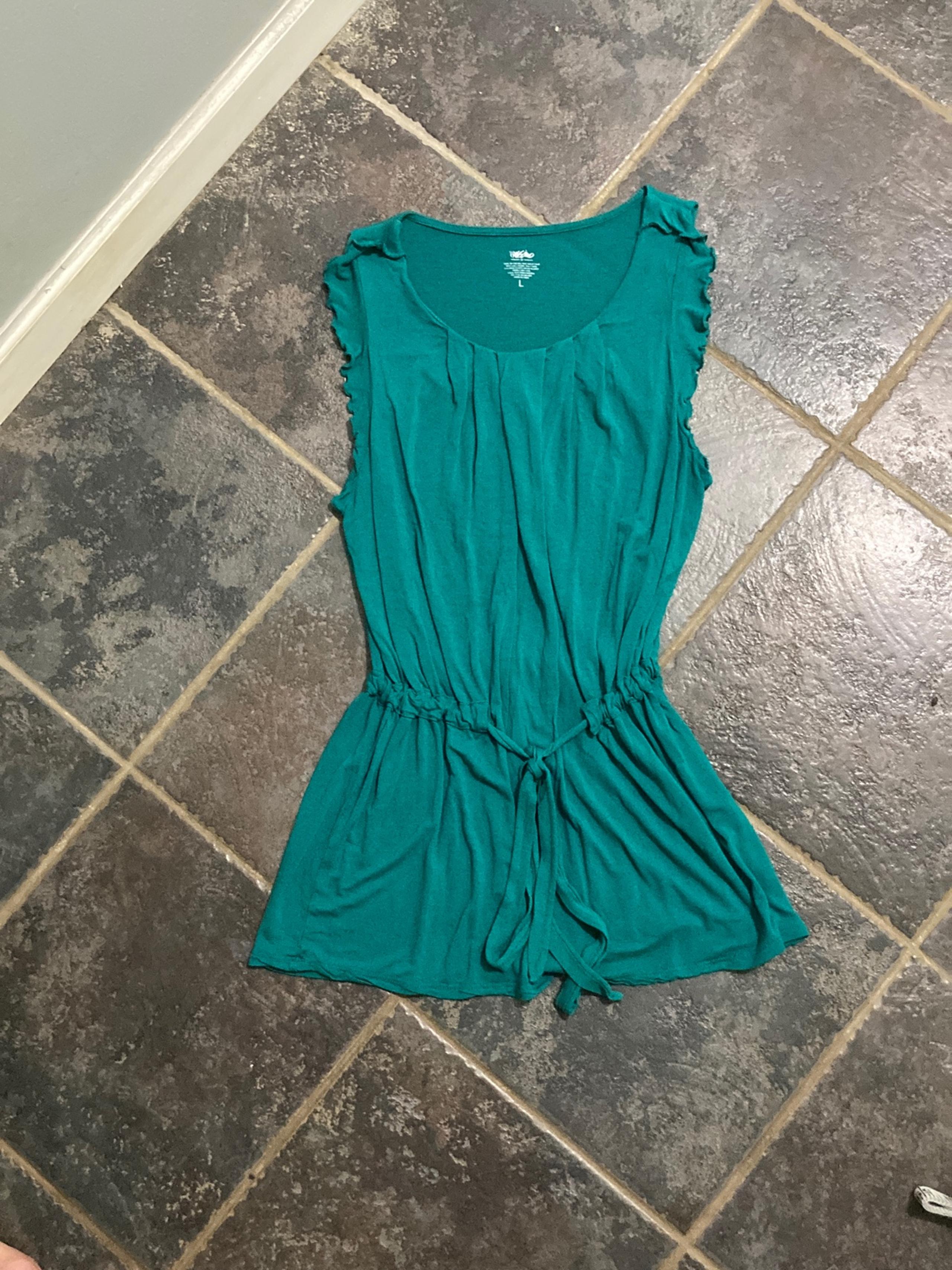 Women’s Teal Long Top, with Tie Waist. size L