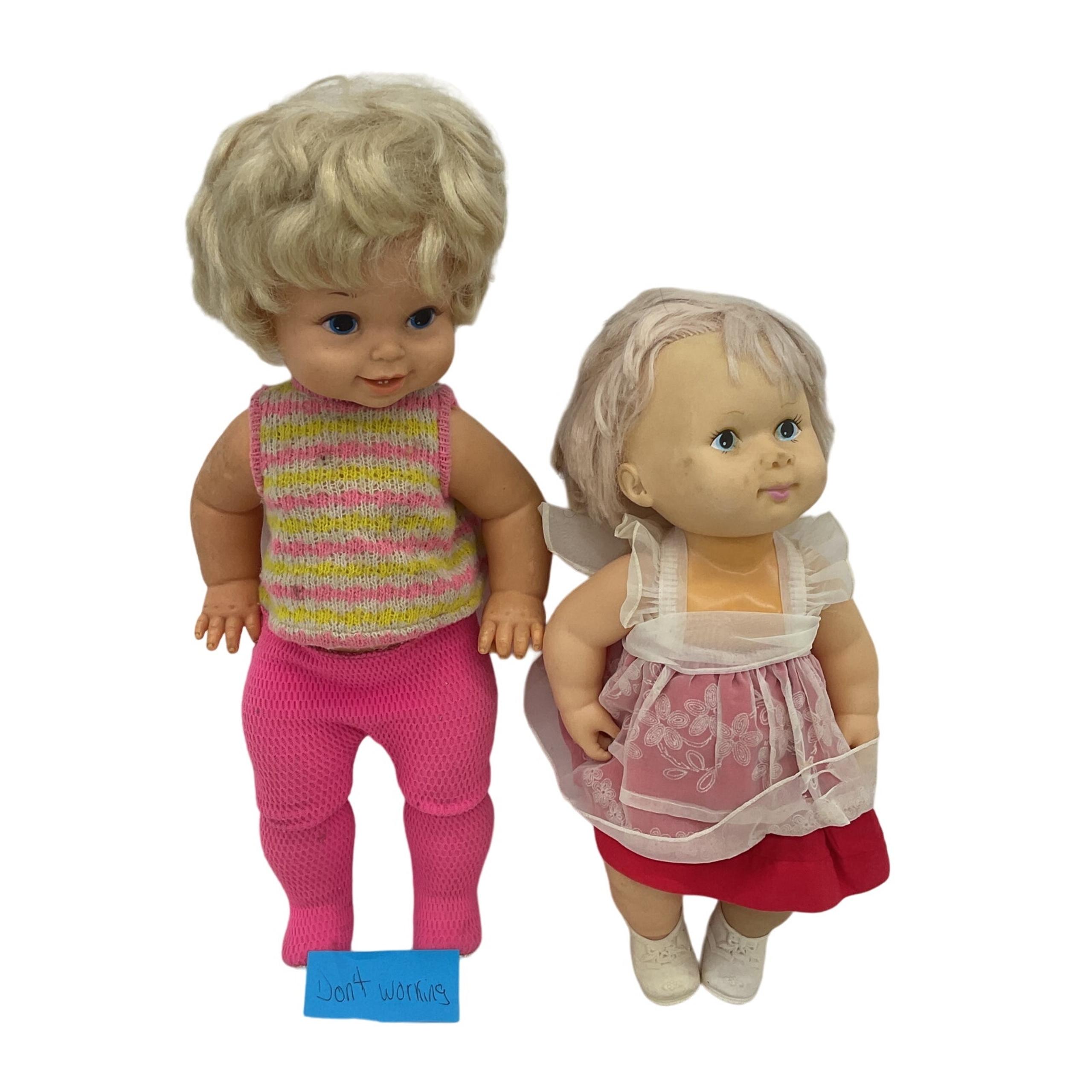 CUTE Preowned LOT of 2 Play Baby Dolls Remco Mattel Blonde Little Girls AS IS