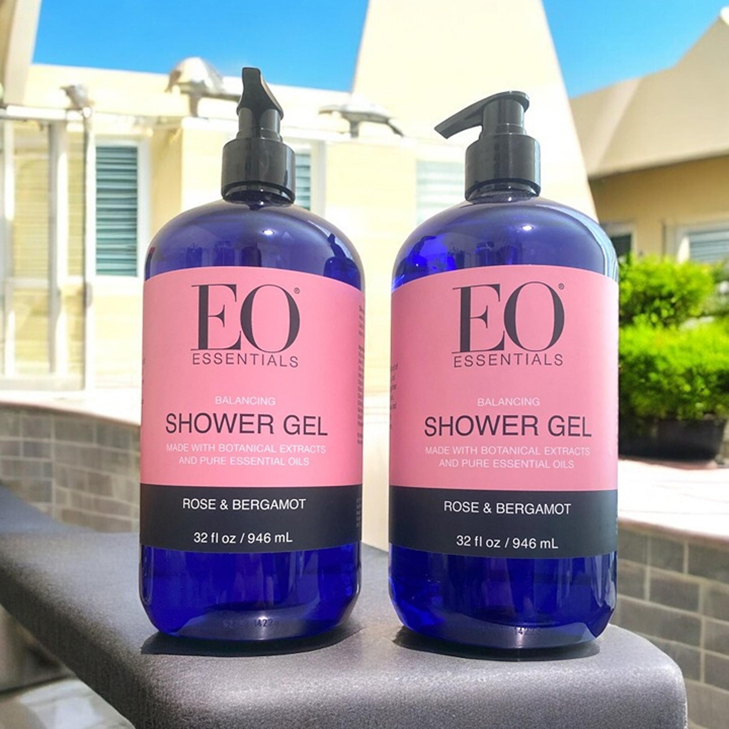 EO Essential Oils - ROSE & BERGAMOT - SHOWER GEL - 32 oz (2 Pack)