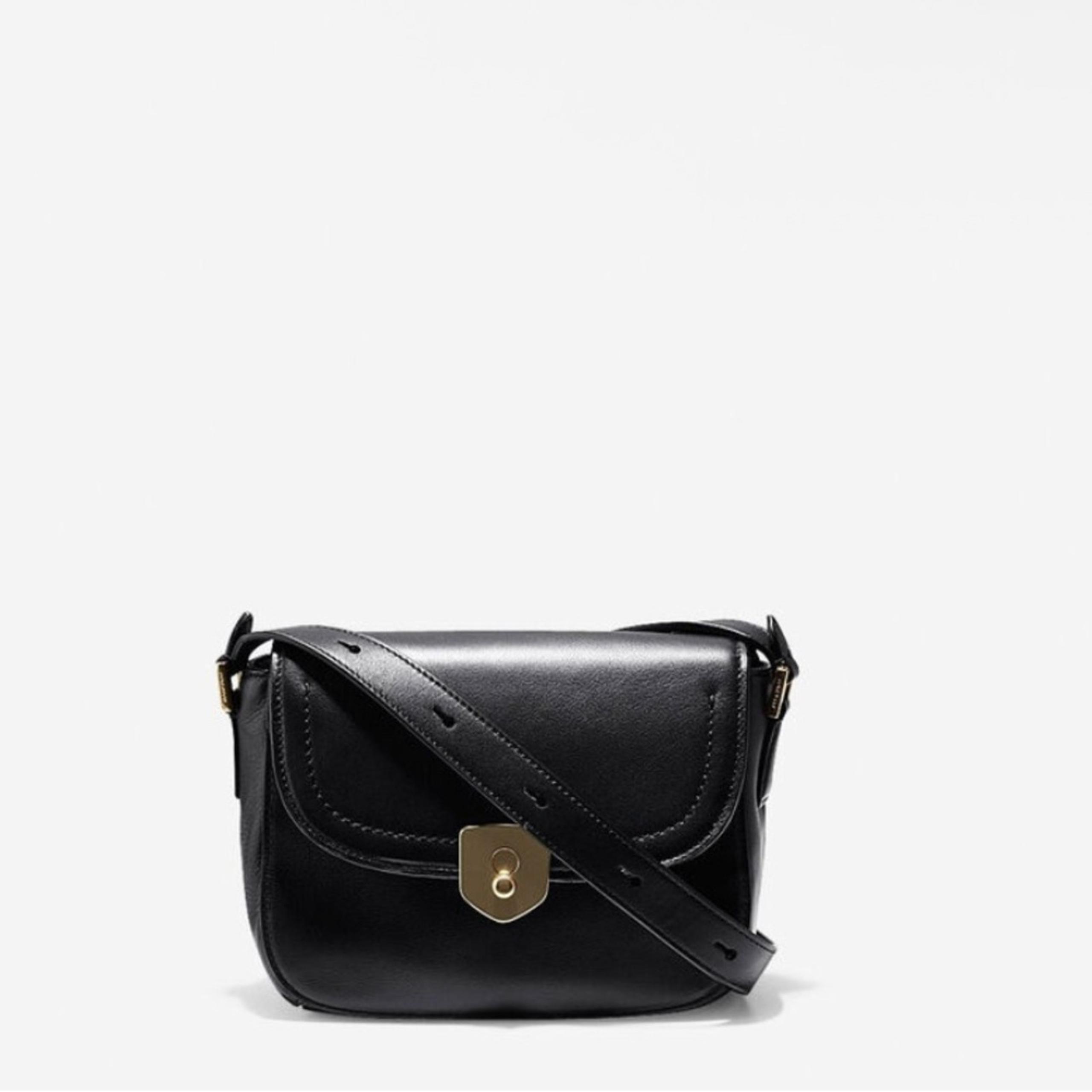 Cole Haan Women’s Bag Black Leather Marli Mini Saddle Crossbody