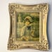 Vintage CHERRY JAFFE HULDAH IMPRESSIONIST PRINT WOMAN IN PARK WITH UMBRELLA