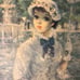 Vintage CHERRY JAFFE HULDAH IMPRESSIONIST PRINT WOMAN IN PARK WITH UMBRELLA