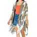 Cejon Damask Ruana Kimono Caftan Cover-Up One Size Taupe Print NWT