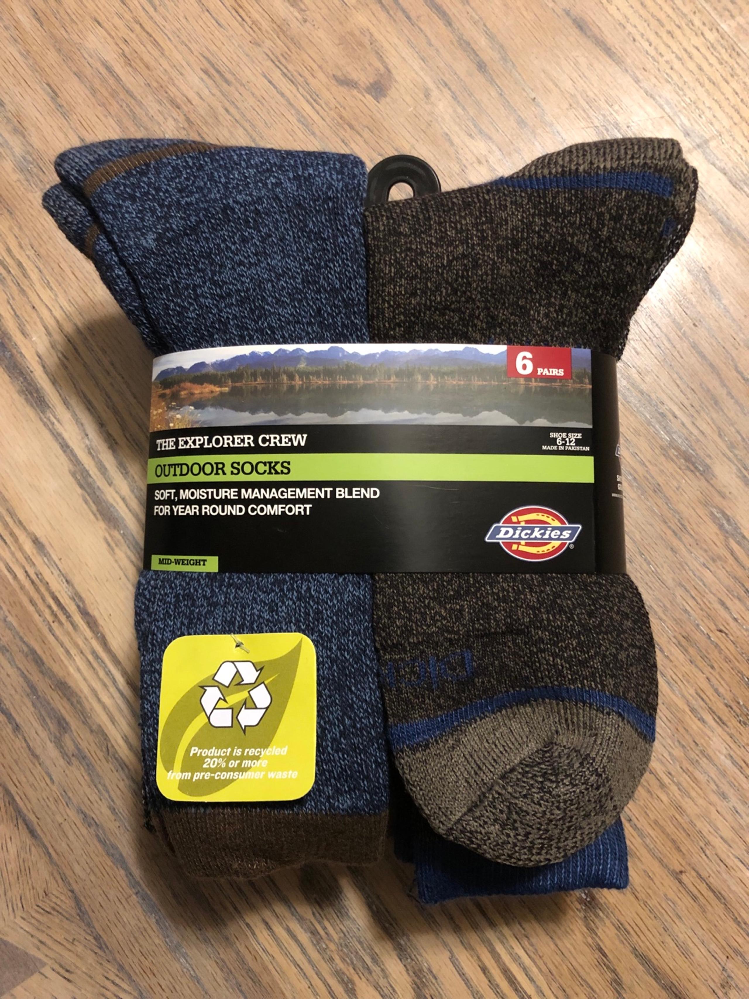 Dickies NEW The Explorer Crew Performance Outdoor Mens Socks 6-pairs Size 6-12