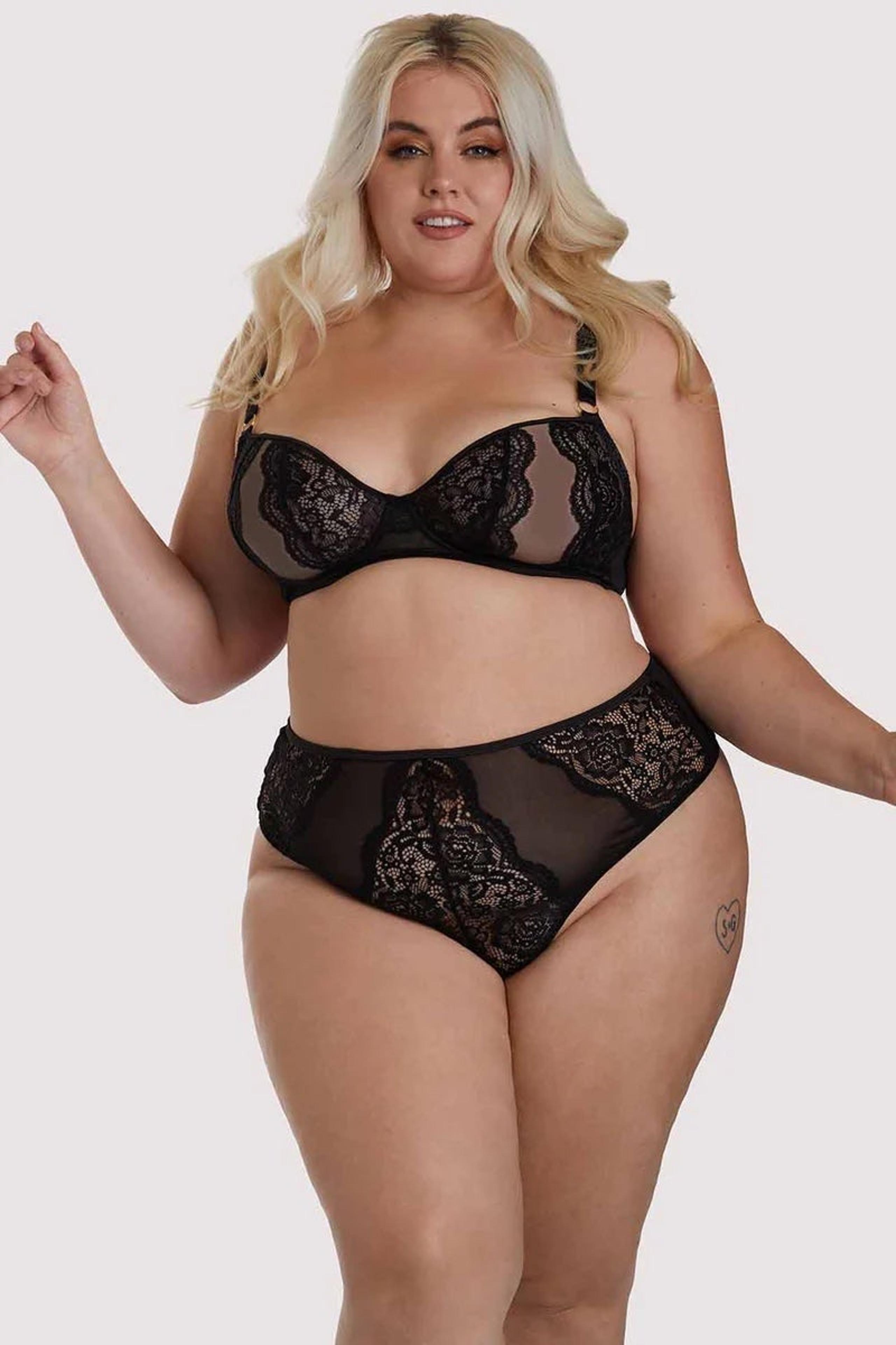 FELICITY HAYWARD X Playful Promises Lace Black Thong lingerie US Sz 20 NWT